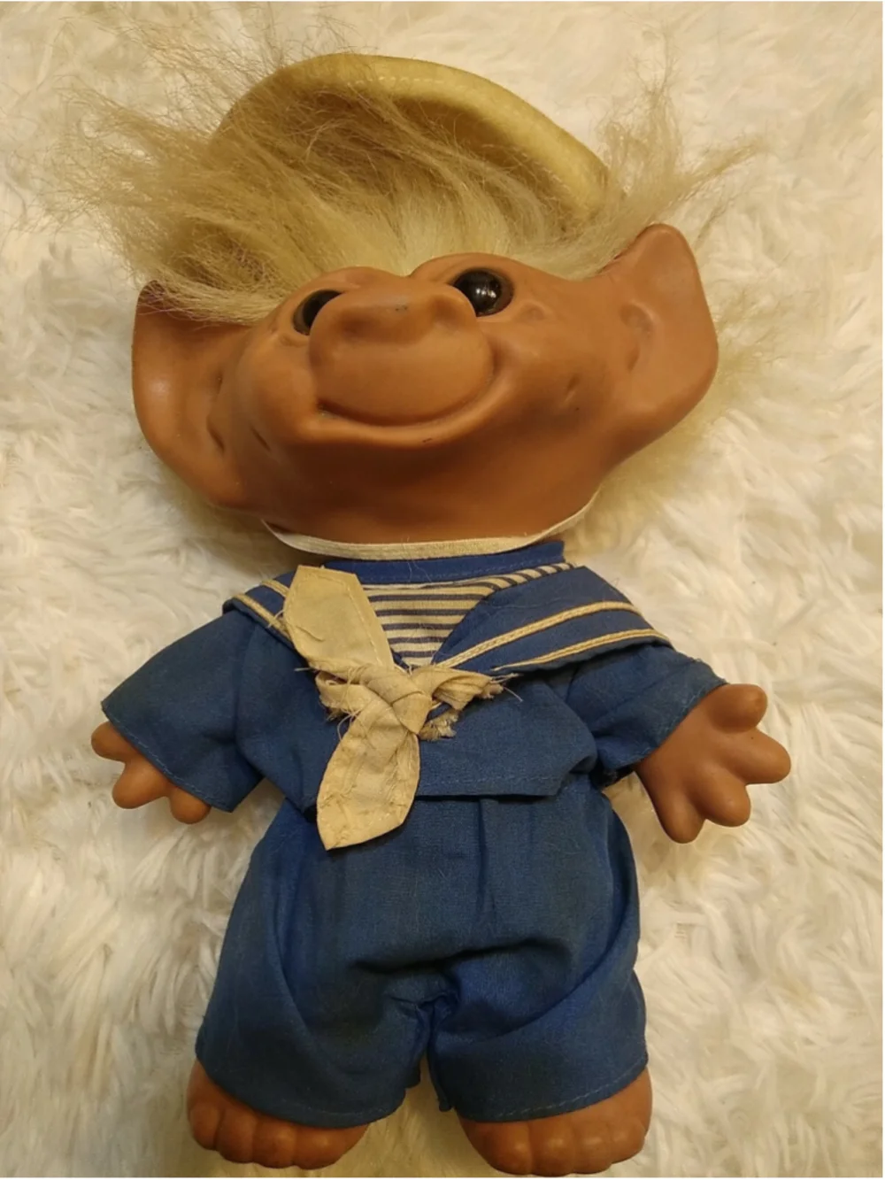 Vintage Troll Doll Sailor Outfit Blue White Hat 8